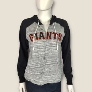 Majestic Giants Grey Hoodie Jacket Baseball Applique GIANTS Baseball Logo